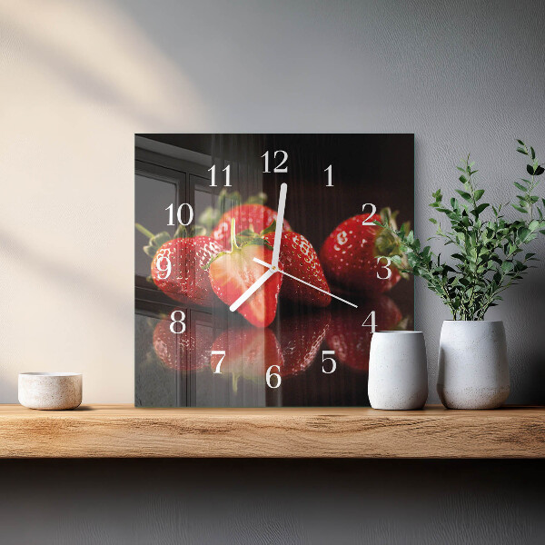 Vierkante glazen klok Aardbeien