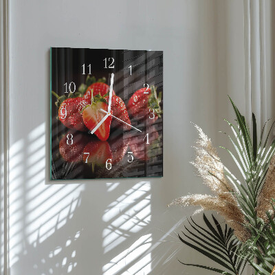 Vierkante glazen klok Aardbeien