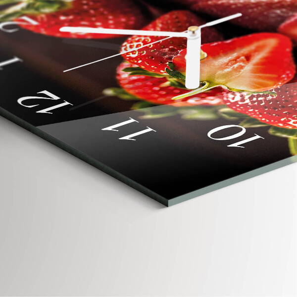 Vierkante glazen klok Aardbeien