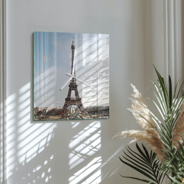 Vierkante glazen klok Eiffeltoren