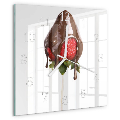 Vierkante glazen klok Chocolade