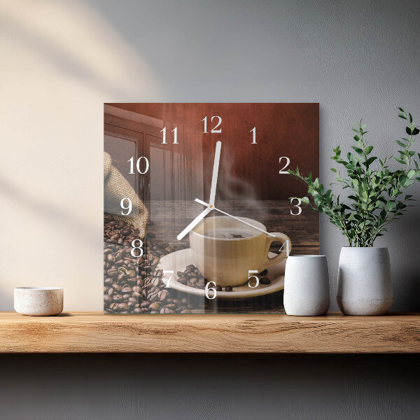 Vierkante glazen klok Koffie