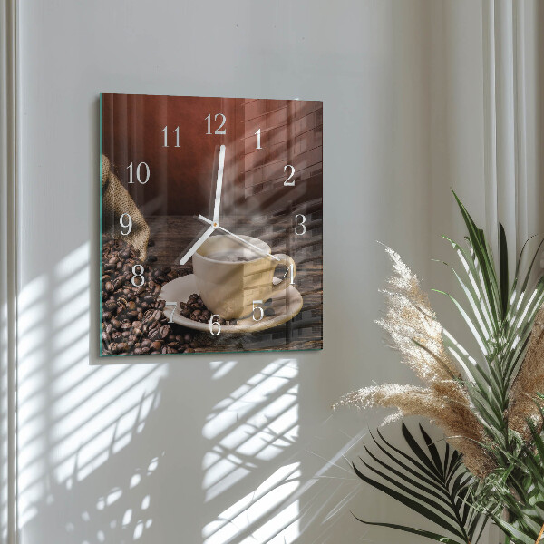 Vierkante glazen klok Koffie