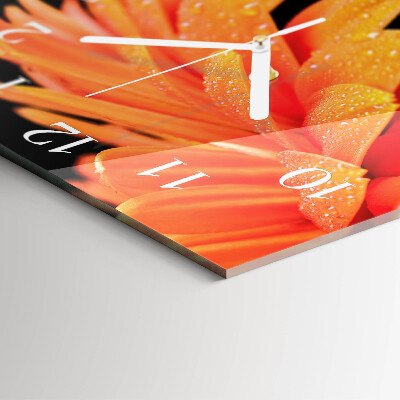 Vierkante glazen klok Gerbera
