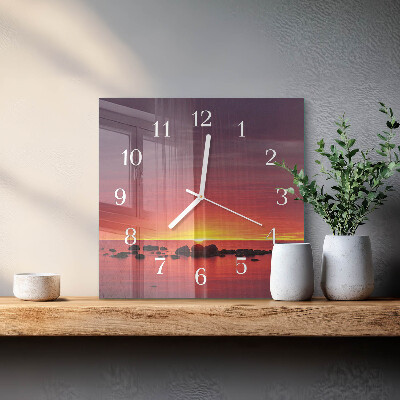 Vierkante glazen klok Zonsondergang