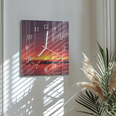 Vierkante glazen klok Zonsondergang