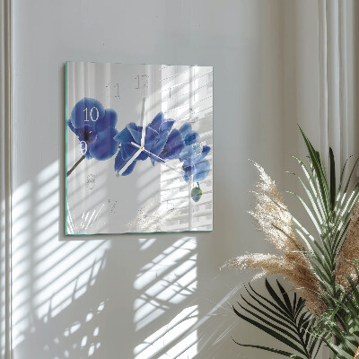 Vierkante glazen klok Orchidee