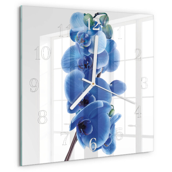 Vierkante glazen klok Orchidee