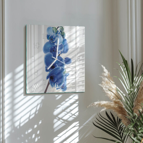 Vierkante glazen klok Orchidee