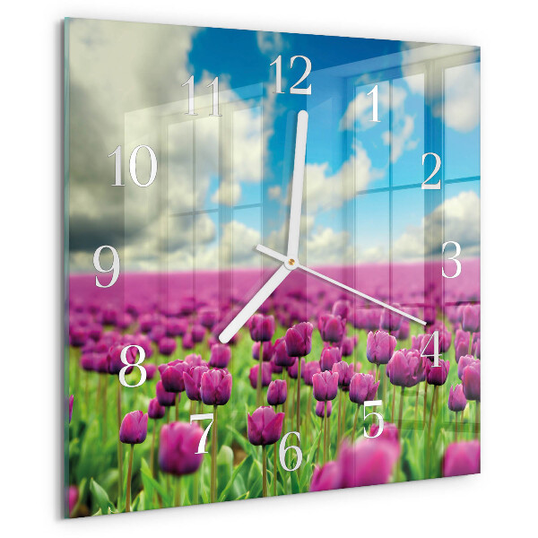 Vierkante glazen klok Tulpen