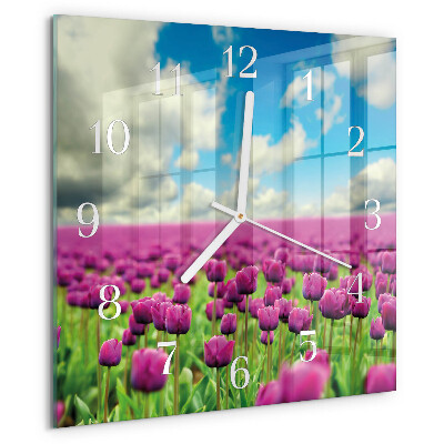 Vierkante glazen klok Tulpen