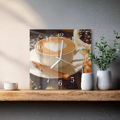 Vierkante glazen klok Koffiehart