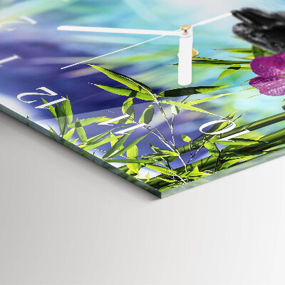 Vierkante glazen klok Spa Orchid