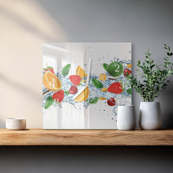 Vierkante glazen klok Fruit