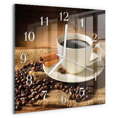 Vierkante glazen klok Koffie