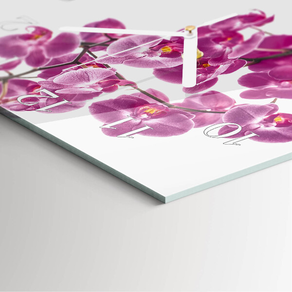 Vierkante glazen klok Orchidee