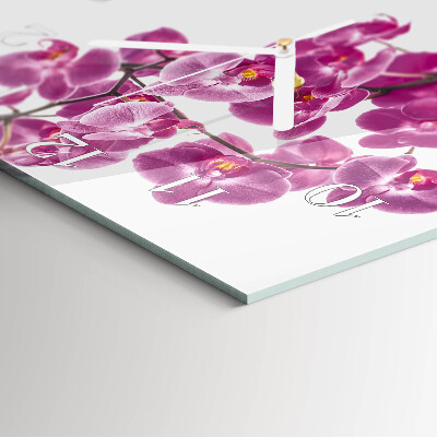 Vierkante glazen klok Orchidee