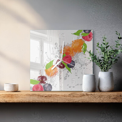 Vierkante glazen klok Fruit