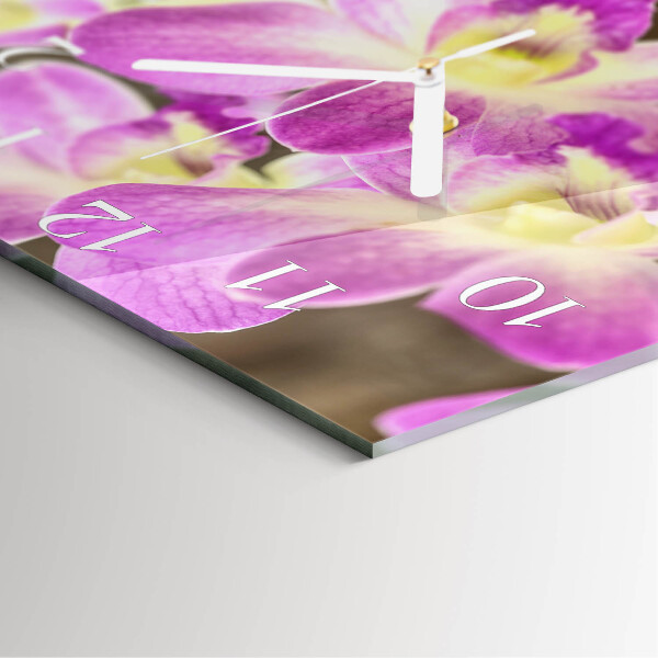 Vierkante glazen klok Bloemen