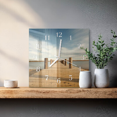 Vierkante glazen klok Brug