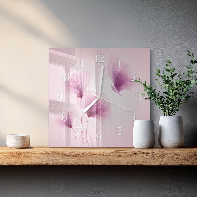 Vierkante glazen klok Bloemen