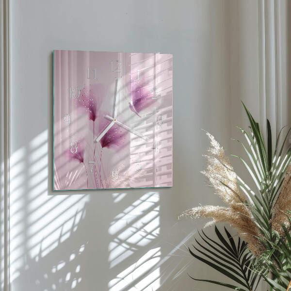 Vierkante glazen klok Bloemen