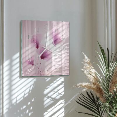 Vierkante glazen klok Bloemen