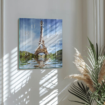Vierkante glazen klok Eiffeltoren