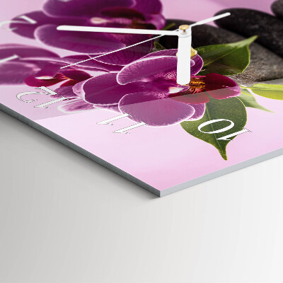 Vierkante glazen klok Orchidee