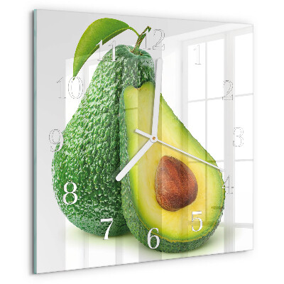 Vierkante glazen klok Avocado