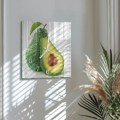 Vierkante glazen klok Avocado