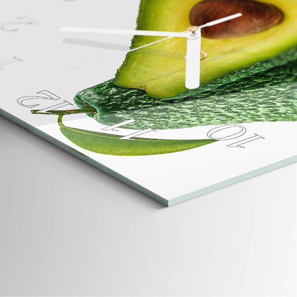 Vierkante glazen klok Avocado