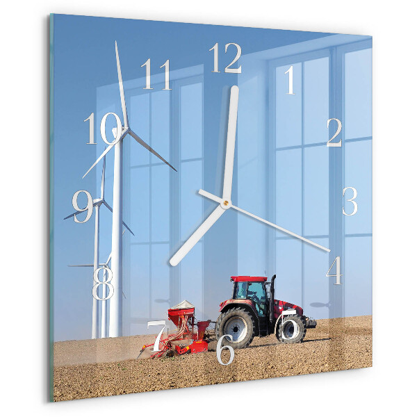 Vierkante glazen klok Tractorveld