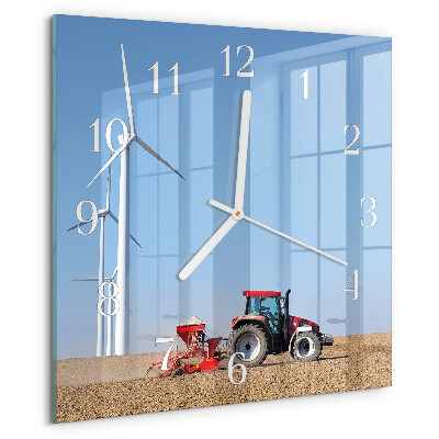 Vierkante glazen klok Tractorveld