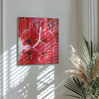 Vierkante glazen klok Orchidee
