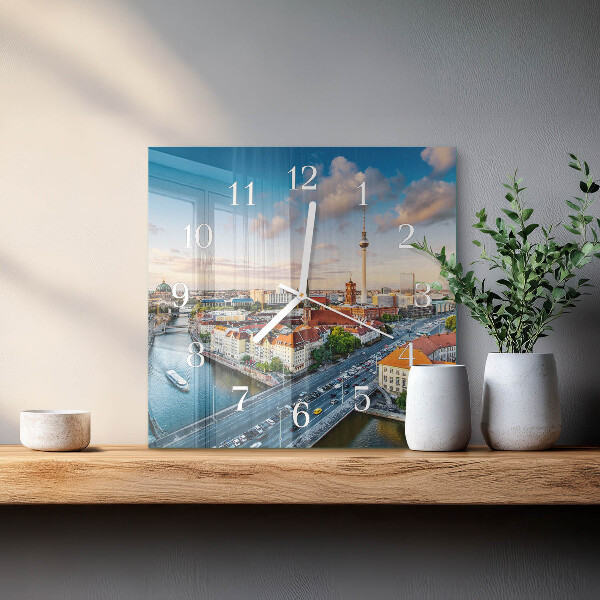 Vierkante glazen klok Stadsrivier