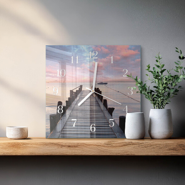 Vierkante glazen klok Brug