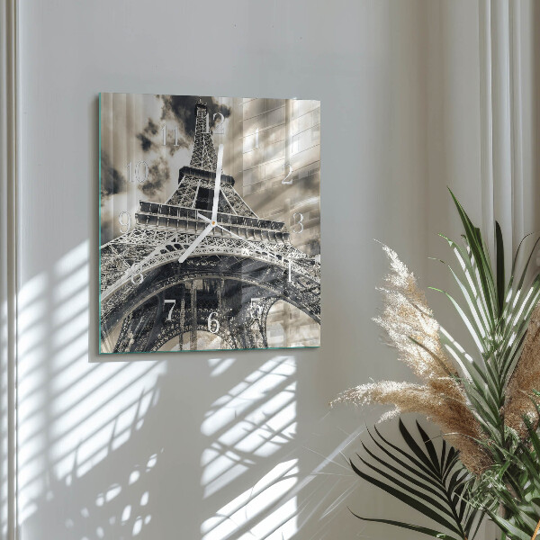 Vierkante glazen klok Eiffeltoren