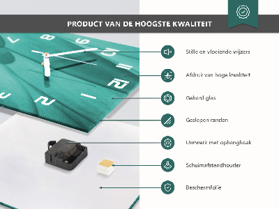 Vierkante glazen klok Stenen