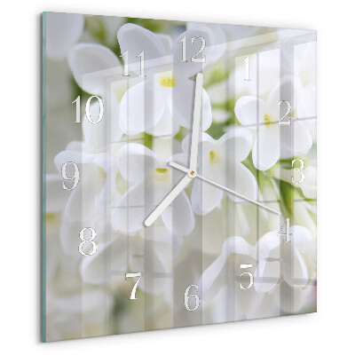 Vierkante glazen klok Bloemen