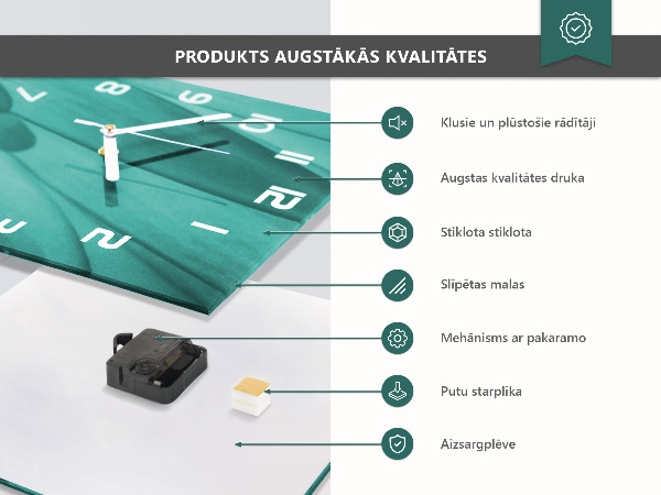 Vierkante glazen klok Pruimen