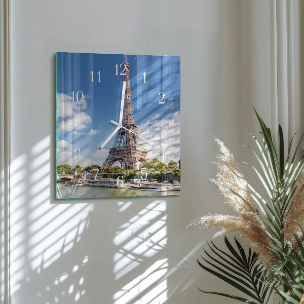 Vierkante glazen klok Eiffeltoren