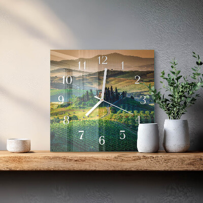Vierkante glazen klok Landschap