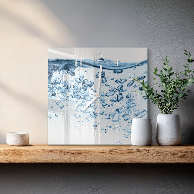 Vierkante glazen klok Water