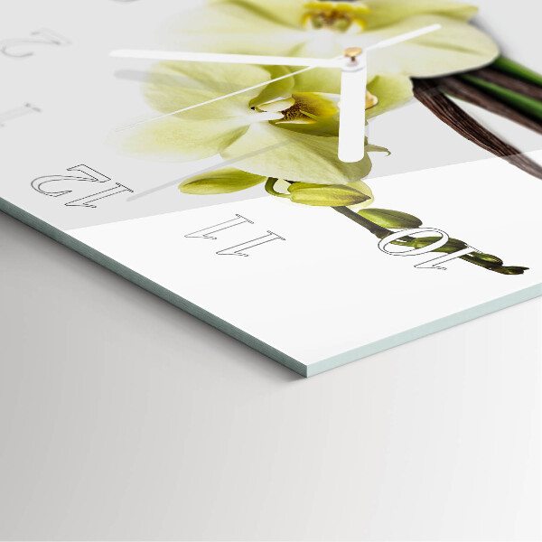 Vierkante glazen klok Vanille-orchidee