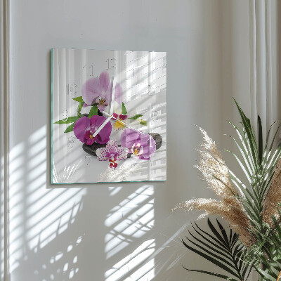 Vierkante glazen klok Orchidee