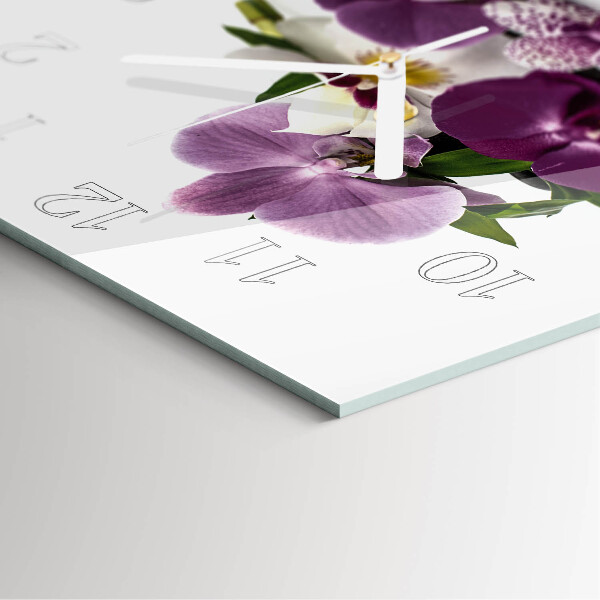 Vierkante glazen klok Orchidee