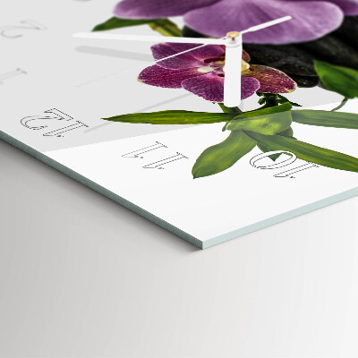 Vierkante glazen klok Orchidee