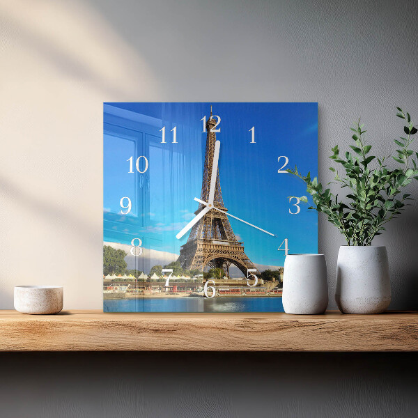 Vierkante glazen klok Eiffeltoren Parijs