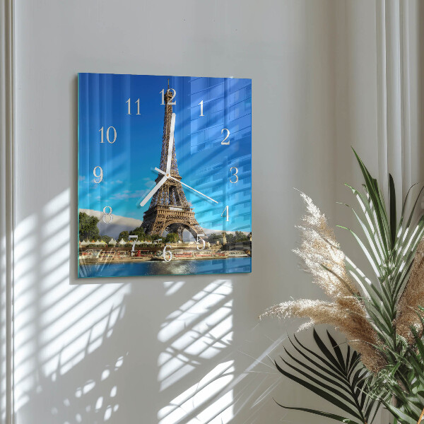 Vierkante glazen klok Eiffeltoren Parijs